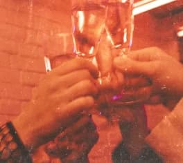 A spontaneous toast with new friends from Germany.